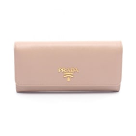 Prada SAFFIANO MULTIC Bi-fold Long Wallet, Saffiano Leather, Women's, Beige, 1MH132