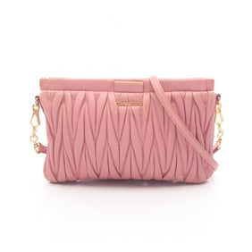 Miu Miu Miu Matelasse Shoulder Bag, Leather, Women's, Pink, 5BH356