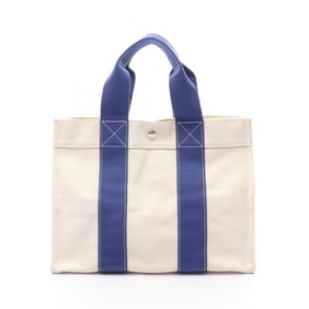 Hermes Hermès Bora PM Tote Bag, Canvas, Women's, Ivory and Blue