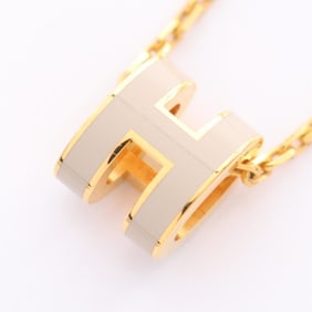 Hermes Hermès MINI POP H Necklace, Gold-Plated, Women's, Beige