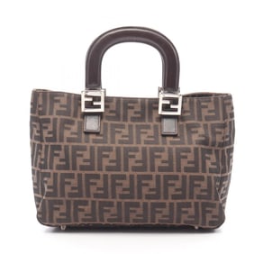 Fendi Zucca pattern handbag, canvas and leather, women's, brown