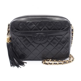 CHANEL Matelasse Shoulder Bag, Lambskin Leather, Women's, Black