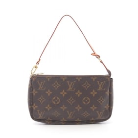 Louis Vuitton Pochette Accessoires Handbag, Coated Canvas and Leather, Monogram, Women's, Brown,
