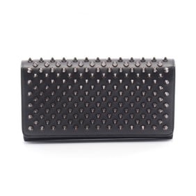 Christian Louboutin MACARON WALLET Bi-fold Long Wallet, Leather, Women's, Black, 1175077