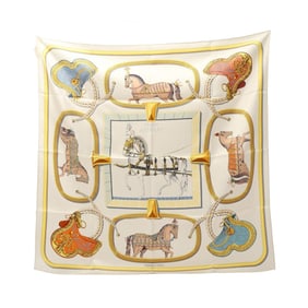 Hermes Hermès Carré 90 Grand Apparatus Silk Scarf for Women, Ivory Multicolor