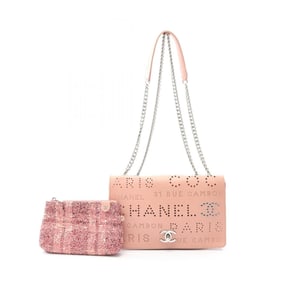 CHANEL Coco Mark Shoulder Bag, Leather, Women's, Pink