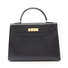 Hermes Kelly 32 handbag, leather Ardennes, women's, black