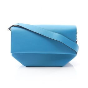 Hermes Hermès Opry 24 Verso Shoulder Bag in Leather, Evercolor, Blue, and Malachite