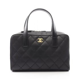 CHANEL Wild Stitch Handbag, Leather, Women's, Black, A20667