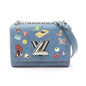 Louis Vuitton Twist MM Shoulder Bag, Leather, Women's, Blue, M54865