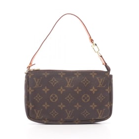 Louis Vuitton Pochette Accessoires Handbag, Coated Canvas and Leather, Monogram, Women's, Brown,