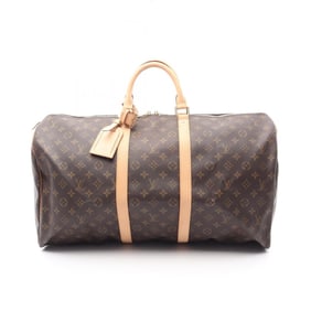 Louis Vuitton Keepall 55 Boston Bag, Coated Canvas and Leather, Monogram, Brown, Men's Women's,