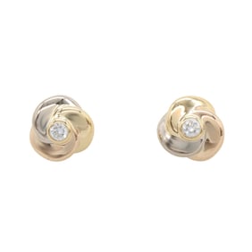 Cartier Trinity Earrings, 2-Piece Set, 18K Yellow Gold, White or Pink Gold with Diamonds, Clear.