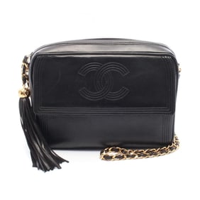 Chanel Coco Mark Shoulder Bag, Lambskin Leather, Women's, Black