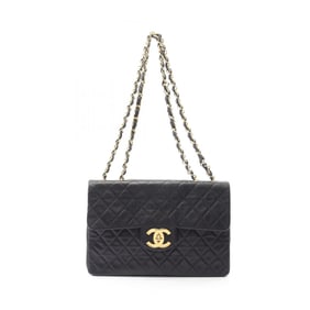 CHANEL Deca Matelasse 34 Single Flap Shoulder Bag in Lambskin Leather, Black