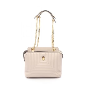 Fendi FENDI DOT COM Click Shoulder Bag, Leather, Women's, Beige, 8BN299