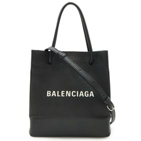 BALENCIAGA Tote XXS Bag Shoulder Leather Black White 555140