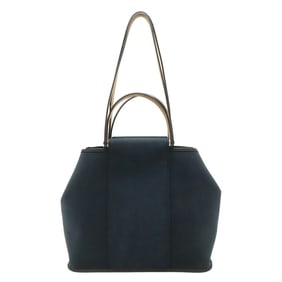HERMES Cabag PM Tote Bag, Handbag, Shoulder Toile Officier Leather, Black, N Stamp