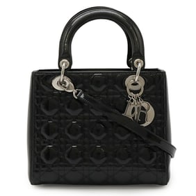 Christian Dior Lady handbag shoulder bag in patent leather and black