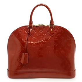 LOUIS VUITTON Monogram Vernis Alma GM Handbag, Mini Boston Bag, Enamel, Patent Leather, Pomme