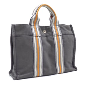 Hermes Hermès Foule Tote PM Bag, Gray Canvas, for Men and Women, Ginza Exclusive