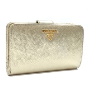 Prada Women's Gold Saffiano Leather Bifold Wallet, L-Shaped, 1ML255, A6051221