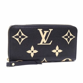 Louis Vuitton Monogram Empreinte Zippy Wallet, Women's, M80481, Black and Beige Two-Tone