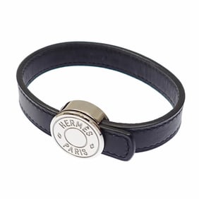 Hermes Hermès Serie Looping Bracelet in Metal and Leather, Black, for Men Women