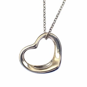 Tiffany Necklace Heart Pendant for Women, SV925 Silver, 2.2g, Elsa Peretti, A6051199