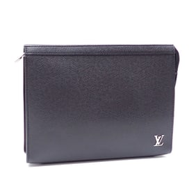 Louis Vuitton Taiga Pochette Voyage Clutch Bag, Men's, M30450, Noir, Second, C219025