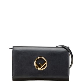 Fendi Chain Wallet Shoulder Bag 8BS004 Black Calfskin Leather Women's FENDI