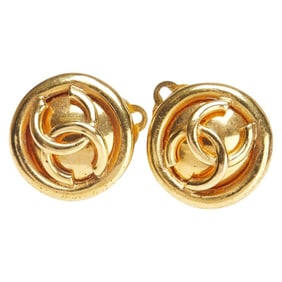 Vintage Chanel Coco Mark Round Earrings, Gold Plated, Women's, CHANEL