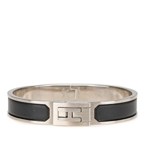 Hermes Jet Bangle Silver Black Metal Women's HERMES