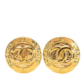 Vintage Chanel Coco Mark Earrings, Gold Plated, Women's, CHANEL
