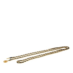 Chanel Coco Mark Belt, Gold and Black Leather, Plated, Women's, CHANEL