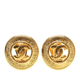 Vintage Chanel Coco Mark Earrings, Gold Plated, Women's, CHANEL