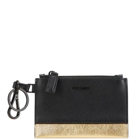Prada wallet/coin case in black and gold leather for men