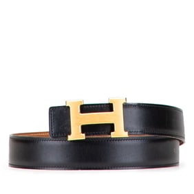 Hermès Constance H Belt, Size 70, Black/Brown Box Calf Leather, Women's, HERMES
