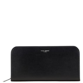 Saint Laurent long wallet with round zipper, black leather, men's, SAINT LAURENT