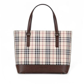Burberry Nova Check Tote Bag in Beige and Brown Canvas Leather for Women.