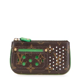 Louis Vuitton Monogram Perforated Pochette Clé Wallet/Coin Case M95186 Brown Vert Leather Women's