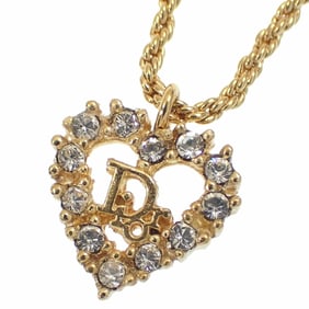 Christian Dior Women's Heart Necklace in Gold with Rhinestones, A6051276