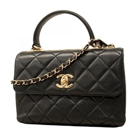 Chanel Trendy CC Handbag with Lambskin Chain in Black Champagne for Women
