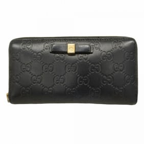 Gucci long wallet Guccissima 388680 leather black champagne women's