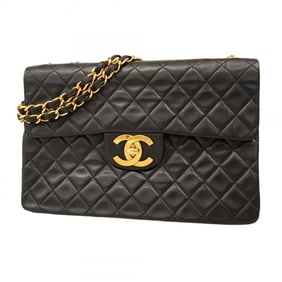 Chanel Shoulder Bag, Deca Matelasse, Chain Lambskin, Black, Women's