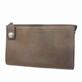 Salvatore Ferragamo Gancini Leather Clutch Bag, Brown, Women's