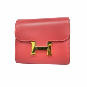 Hermes Hermès Constance Compact Tadelakt Rose Lipstick Wallet with C Stamp for Women