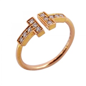 Tiffany T-wire ring in 18KPG pink gold with diamonds, size 10, for women