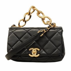 Chanel Mini Matelasse Shoulder Bag with Chain Bag, Lambskin, Black, Women's