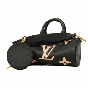 Louis Vuitton Monogram Empreinte Bicolor Papillon BB Handbag M45980 Black/Beige Women's